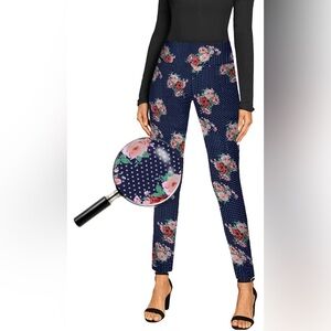 Hybrid & Company Women Office Dressy Leggings Skinny Trousers with Print Medium